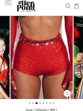 Her Pony Red High-Waist Sequin Shorts